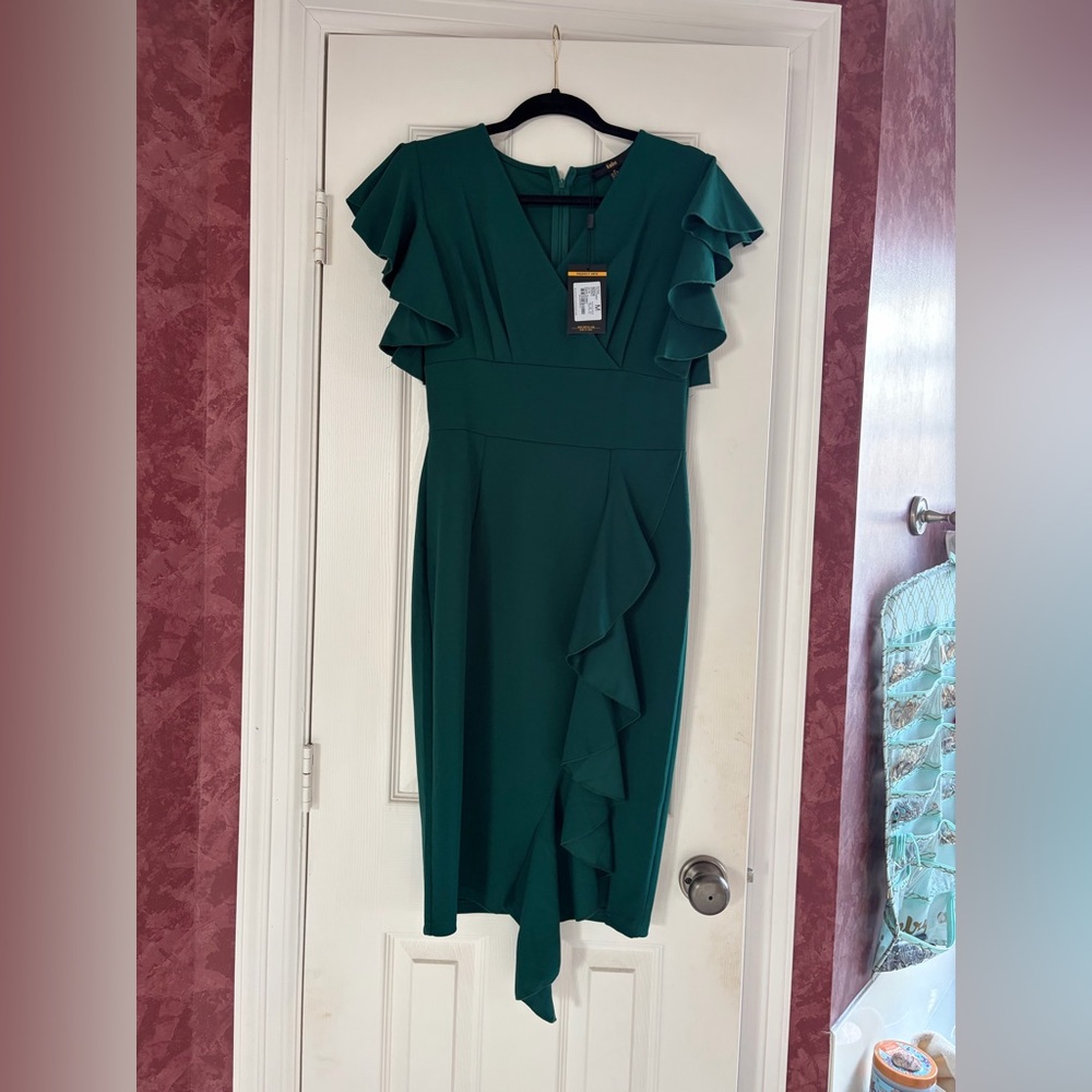 Green Ruffle Midi Dress - Picture 5 of 7